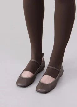 New BALLERINES À TALON CARRÉ PLAT Femme Chaussures