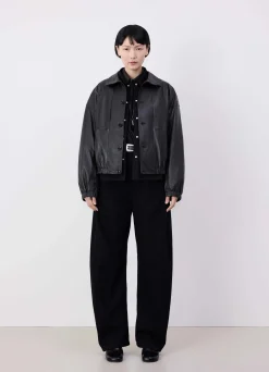 Best Sale BLOUSON EN CUIR À COL DROIT Femme Vestes & Outerwear