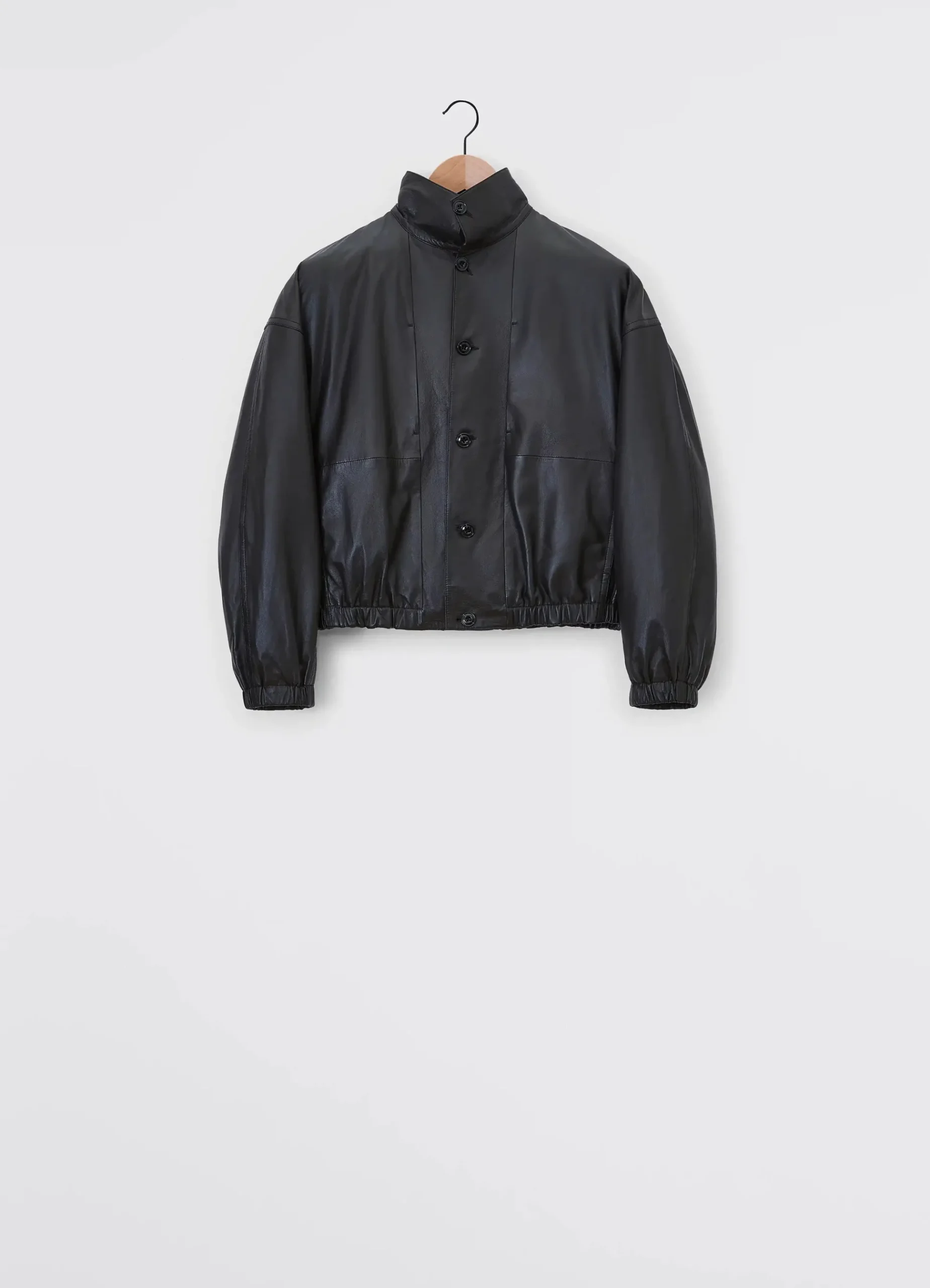 Best Sale BLOUSON EN CUIR À COL DROIT Femme Vestes & Outerwear