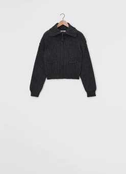 Best CARDIGAN ZIPPÉ À COL CAMIONNEUR Femme Maille