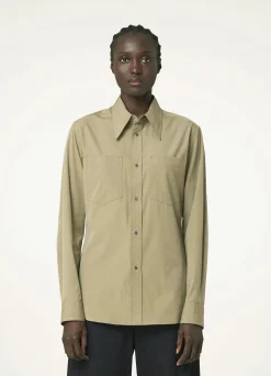 New CHEMISE À COL POINTU ET BOUTTONS-PRESSION Femme Chemises