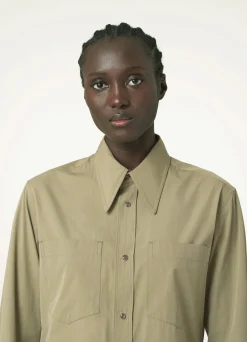 New CHEMISE À COL POINTU ET BOUTTONS-PRESSION Femme Chemises