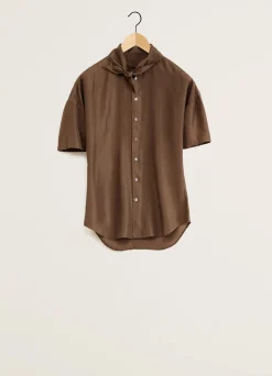 Hot CHEMISE AJUSTÉE À MANCHES COURTES AVEC ÉCHARPE Femme Chemises