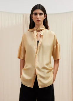 Clearance CHEMISE AJUSTÉE À MANCHES COURTES AVEC ÉCHARPE Femme Chemises