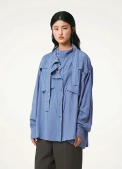 Clearance CHEMISIER À DEUX POCHES ET À FOULARD Femme Hauts