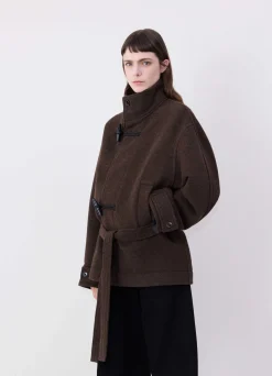 Sale DUFFLE-COAT PEIGNOIR À SURPIQÛRES CONTRASTÉES Femme Manteaux