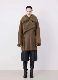 Flash Sale MANTEAU ASYMÉTRIQUE EN SHEARLING Femme Manteaux