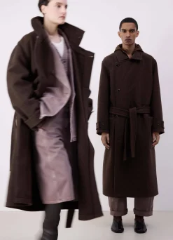 New MANTEAU ENVELOPPANT À SURPIQÛRES CONTRASTÉES Femme Manteaux|Manteaux