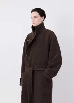 New MANTEAU ENVELOPPANT À SURPIQÛRES CONTRASTÉES Femme Manteaux|Manteaux