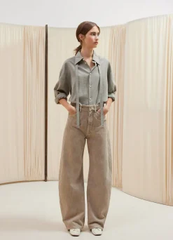 Shop PANTALON ARRONDI TAILLE HAUTE Femme Denim|Pantalons