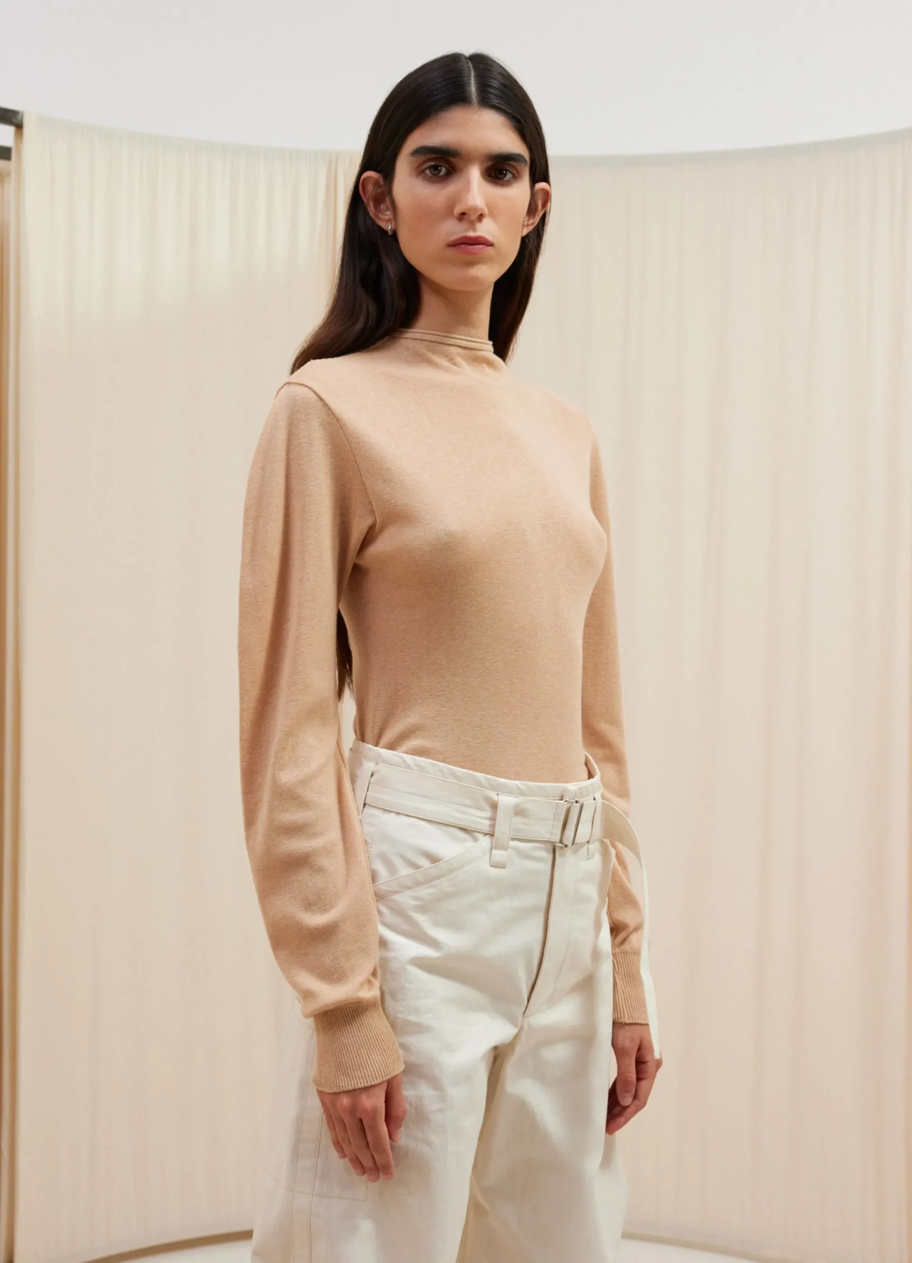 Cheap PULL-OVER À COL CHEMINÉE SANS COUTURES Femme Maille|Hauts