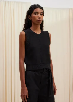 New PULL-OVER COURT SANS MANCHES Femme Maille|Hauts