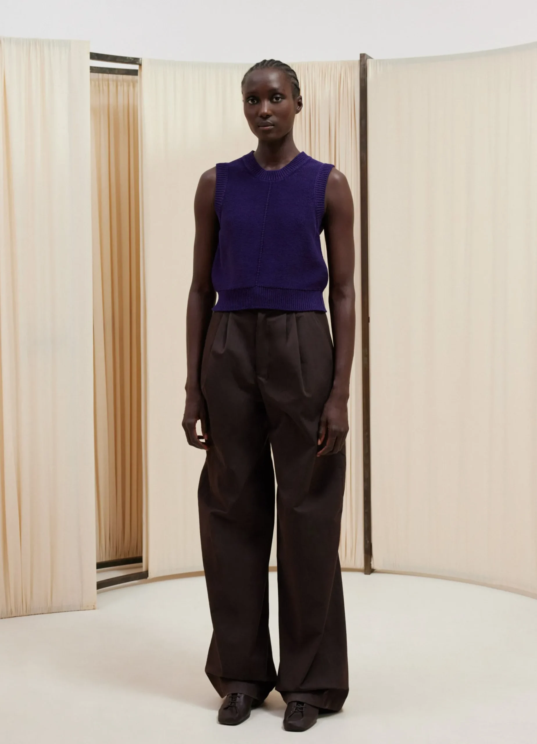 New PULL-OVER COURT SANS MANCHES Femme Maille|Hauts