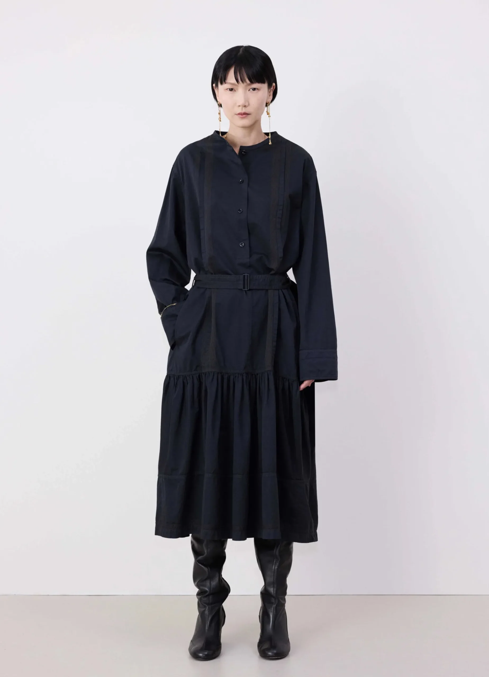 Cheap ROBE FRONCÉE À SURPIQÛRES Femme Robes