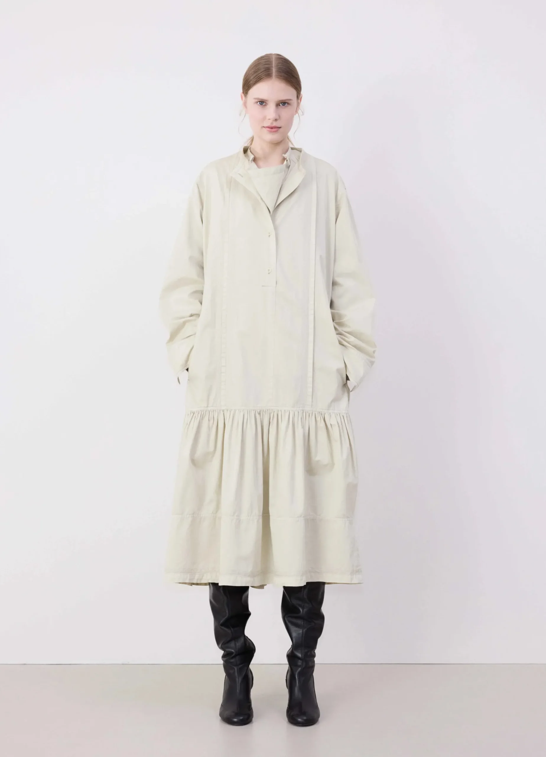 Hot ROBE FRONCÉE À SURPIQÛRES Femme Robes