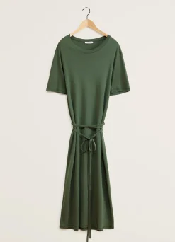 Cheap ROBE T-SHIRT CÔTELÉE ET CEINTURÉE Femme Robes