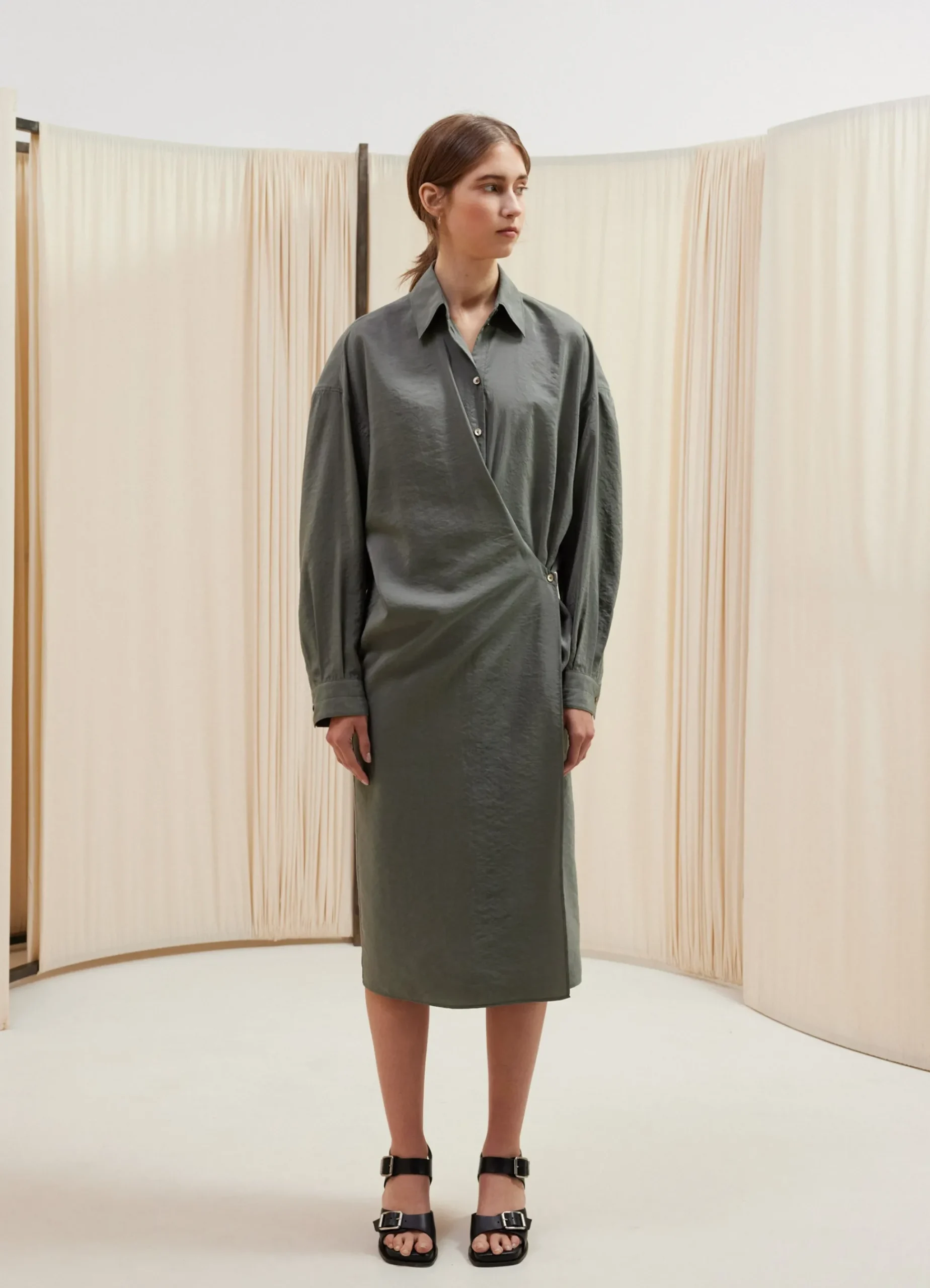 Fashion ROBE TWISTED À COL DROIT Femme Robes