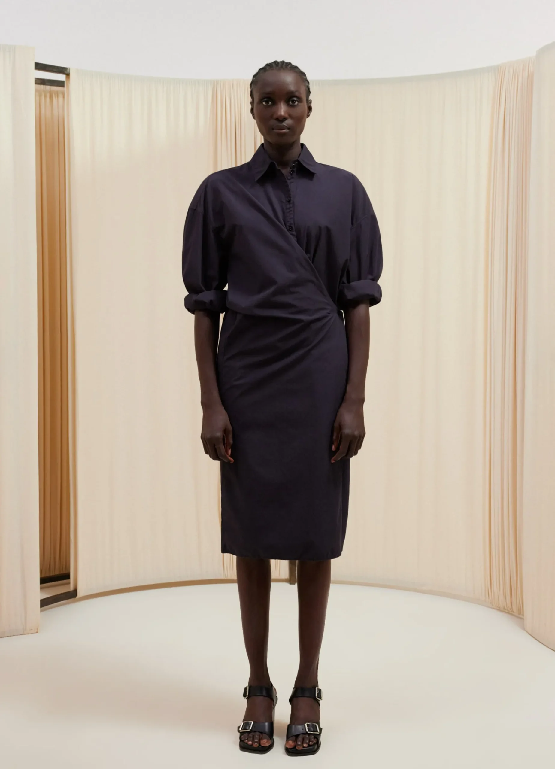 Online ROBE TWISTED À COL DROIT Femme Robes
