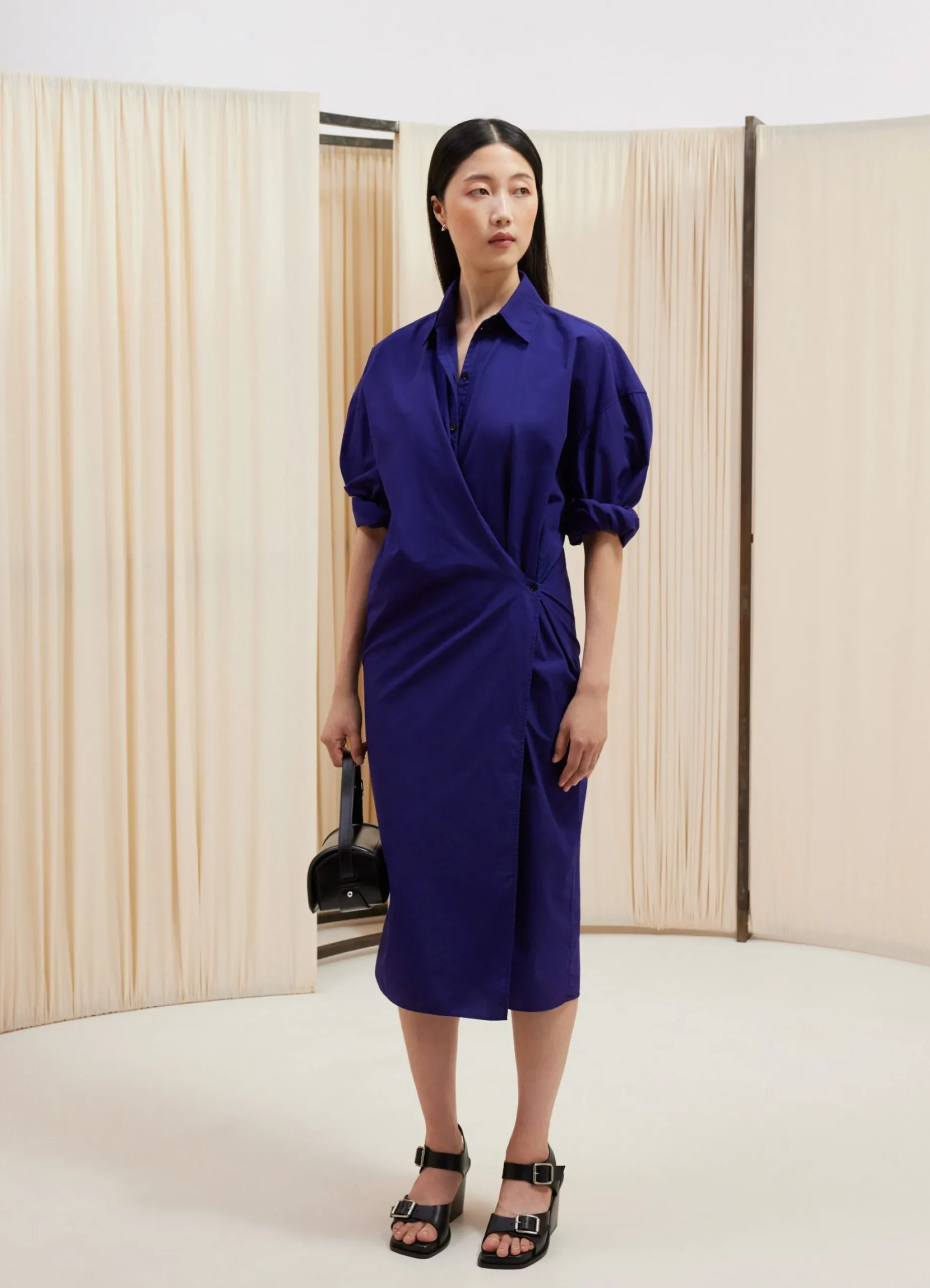 Fashion ROBE TWISTED À COL DROIT Femme Robes