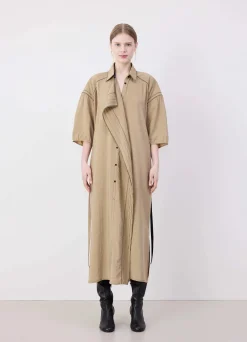 Cheap ROBE-CHEMISE ASYMÉTRIQUE BRODÉE Femme Robes