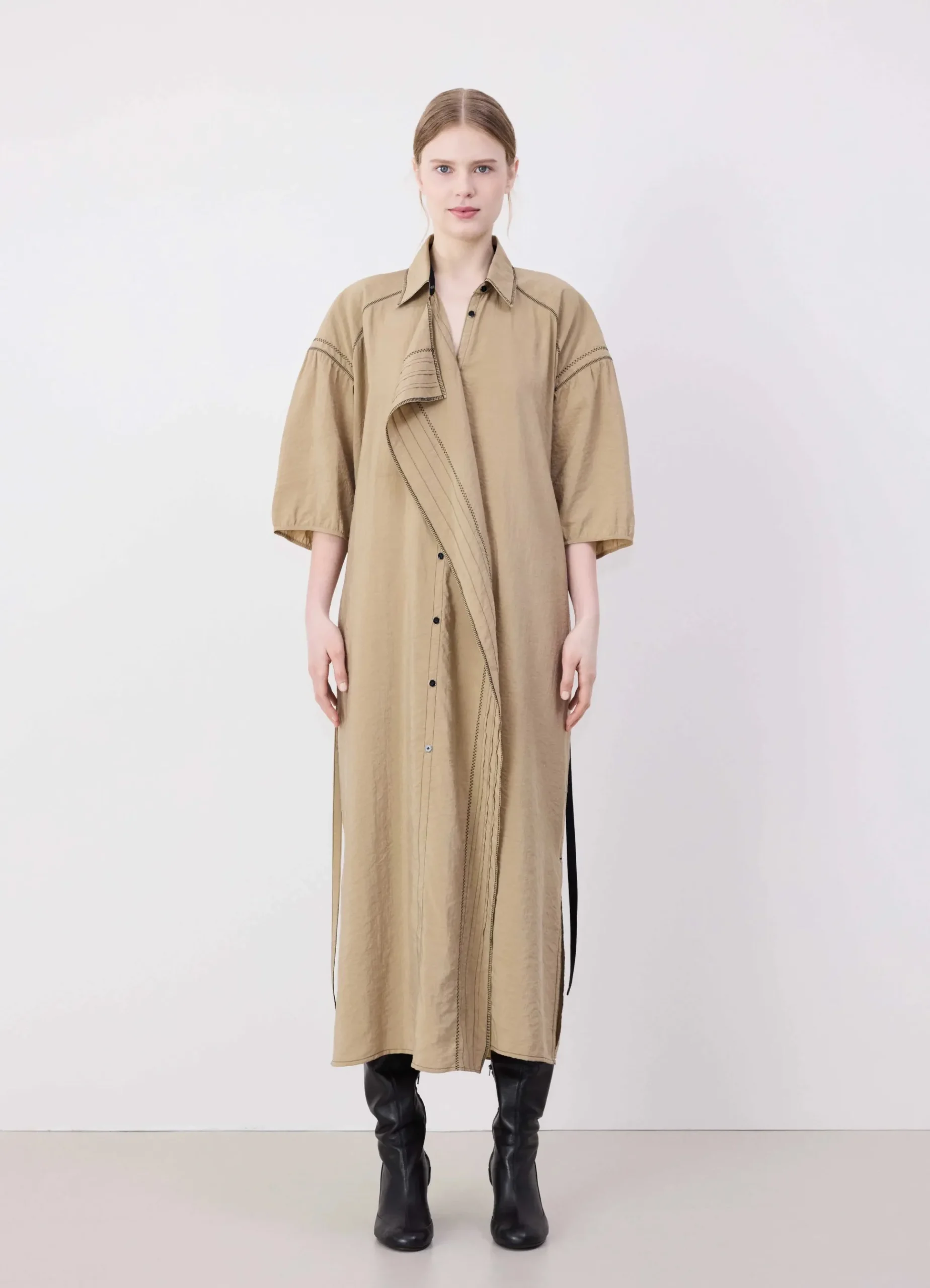 Cheap ROBE-CHEMISE ASYMÉTRIQUE BRODÉE Femme Robes