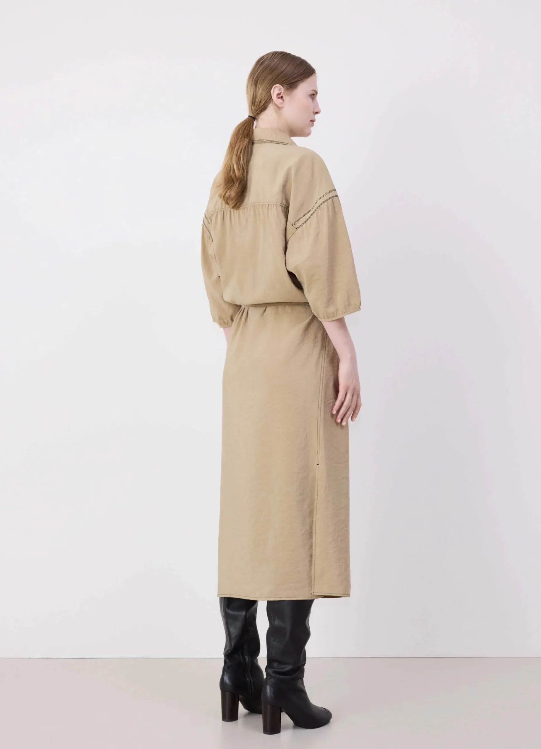 Cheap ROBE-CHEMISE ASYMÉTRIQUE BRODÉE Femme Robes