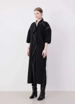 Best Sale ROBE-CHEMISE ASYMÉTRIQUE BRODÉE Femme Robes