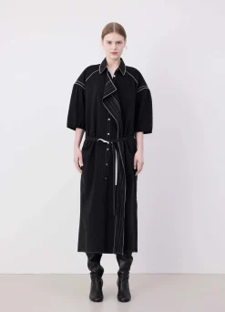 Best Sale ROBE-CHEMISE ASYMÉTRIQUE BRODÉE Femme Robes