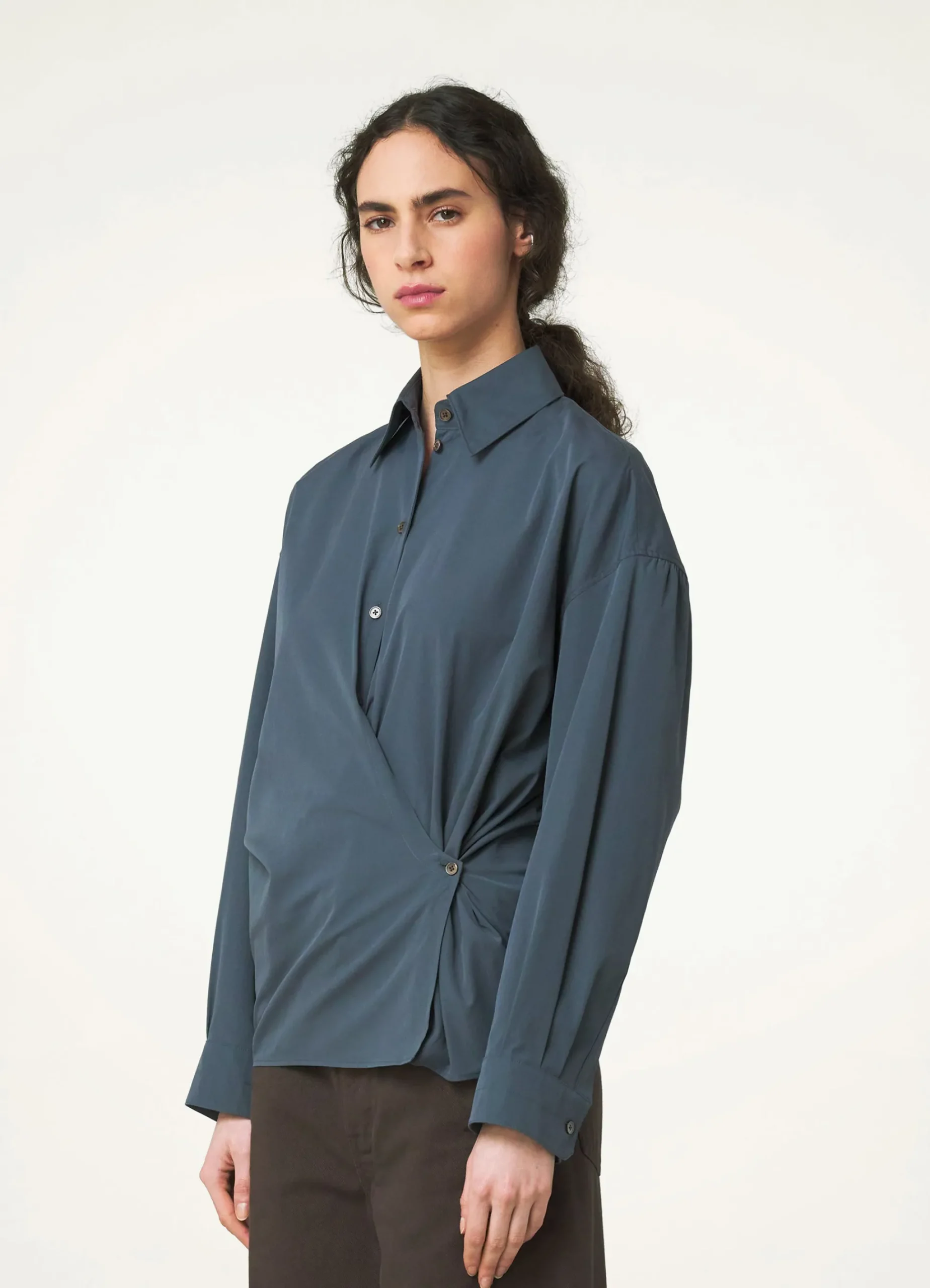 Cheap STRAIGHT COLLAR TWISTED SHIRT Femme Chemises