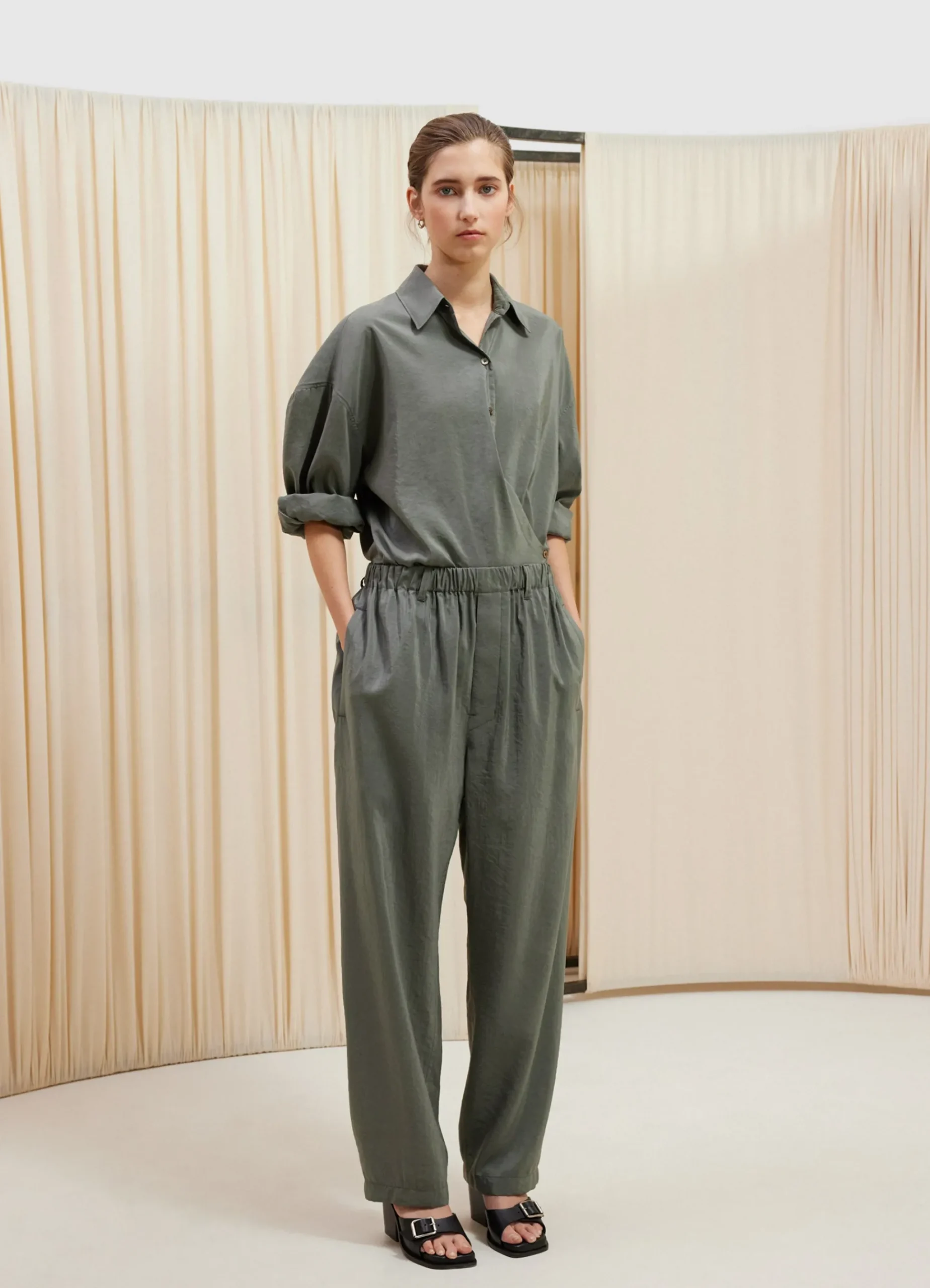 Discount STRAIGHT COLLAR TWISTED SHIRT Femme Chemises