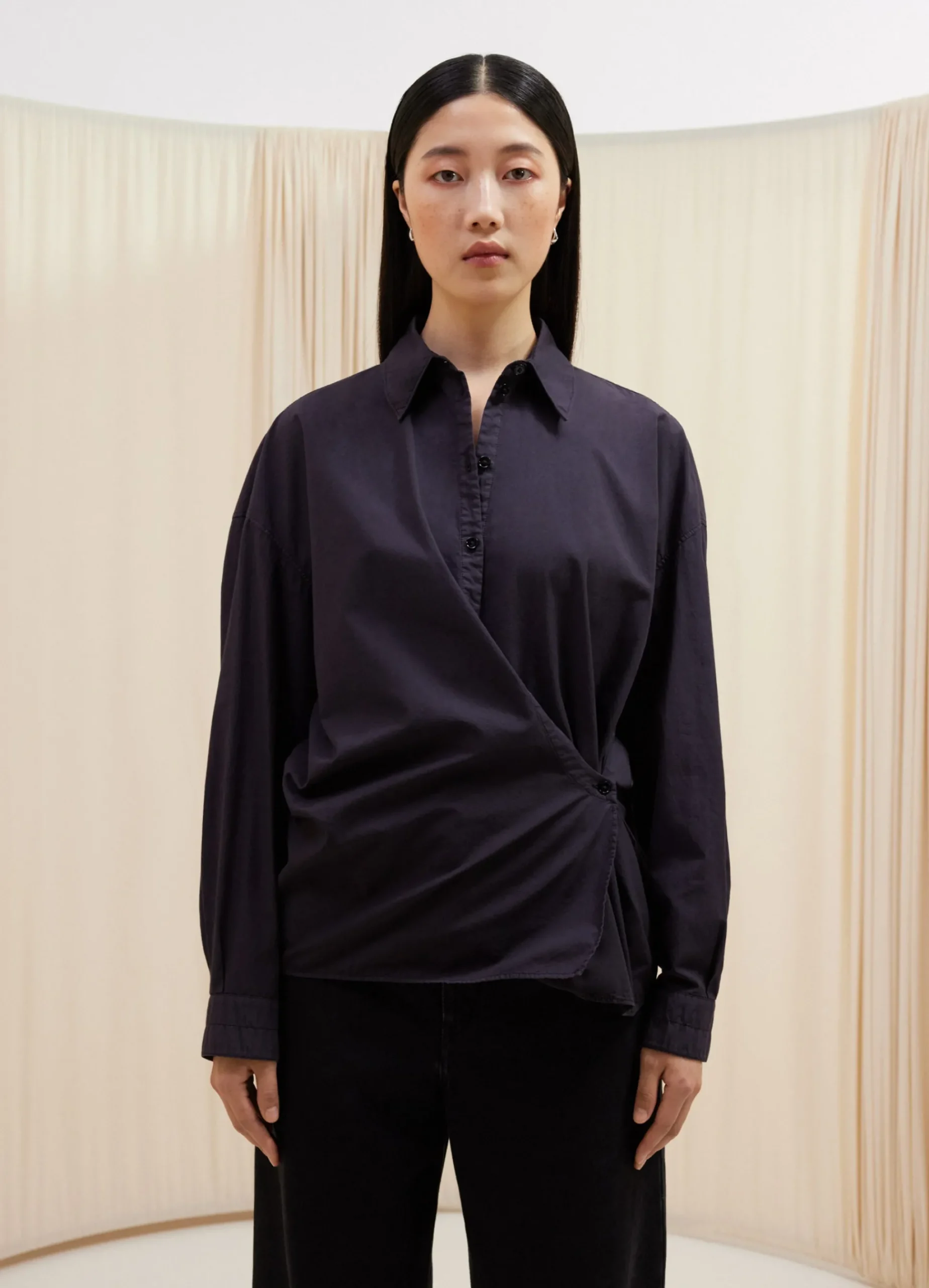 Clearance STRAIGHT COLLAR TWISTED SHIRT Femme Chemises