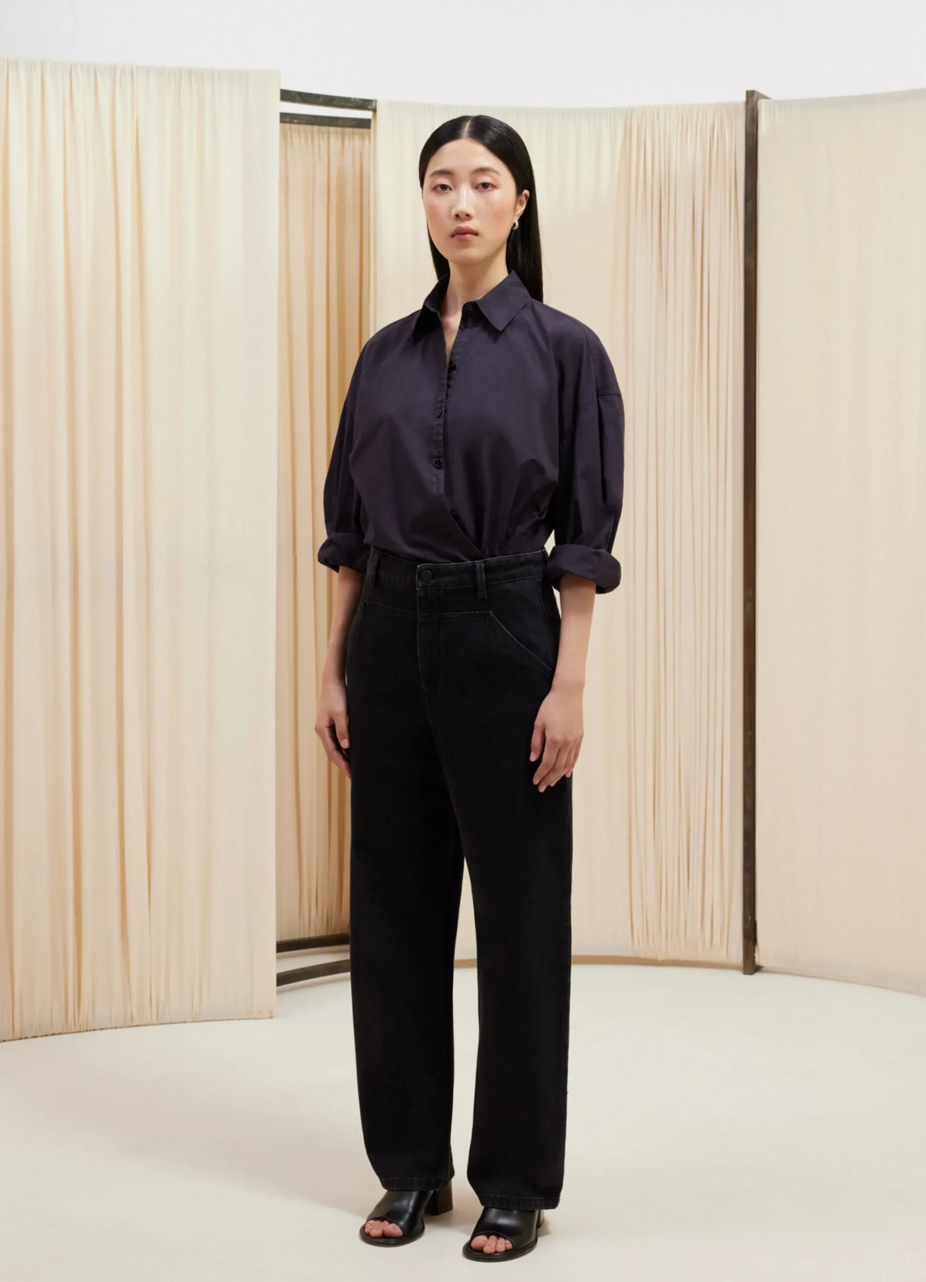 Clearance STRAIGHT COLLAR TWISTED SHIRT Femme Chemises