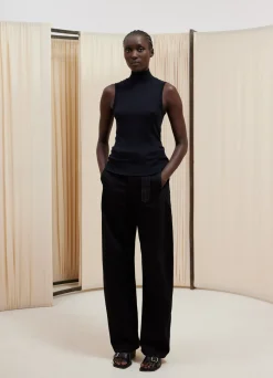 Cheap TOP À COL MONTANT SANS MANCHES ET SANS COUTURES Femme Maille|Hauts