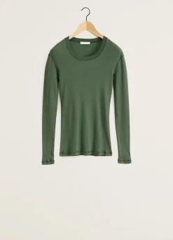 Cheap T-SHIRT CÔTELÉ À MANCHES LONGUES Femme Hauts