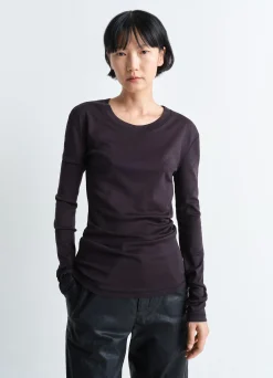 Discount T-SHIRT CÔTELÉ À MANCHES LONGUES Femme Hauts