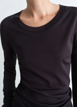 Discount T-SHIRT CÔTELÉ À MANCHES LONGUES Femme Hauts