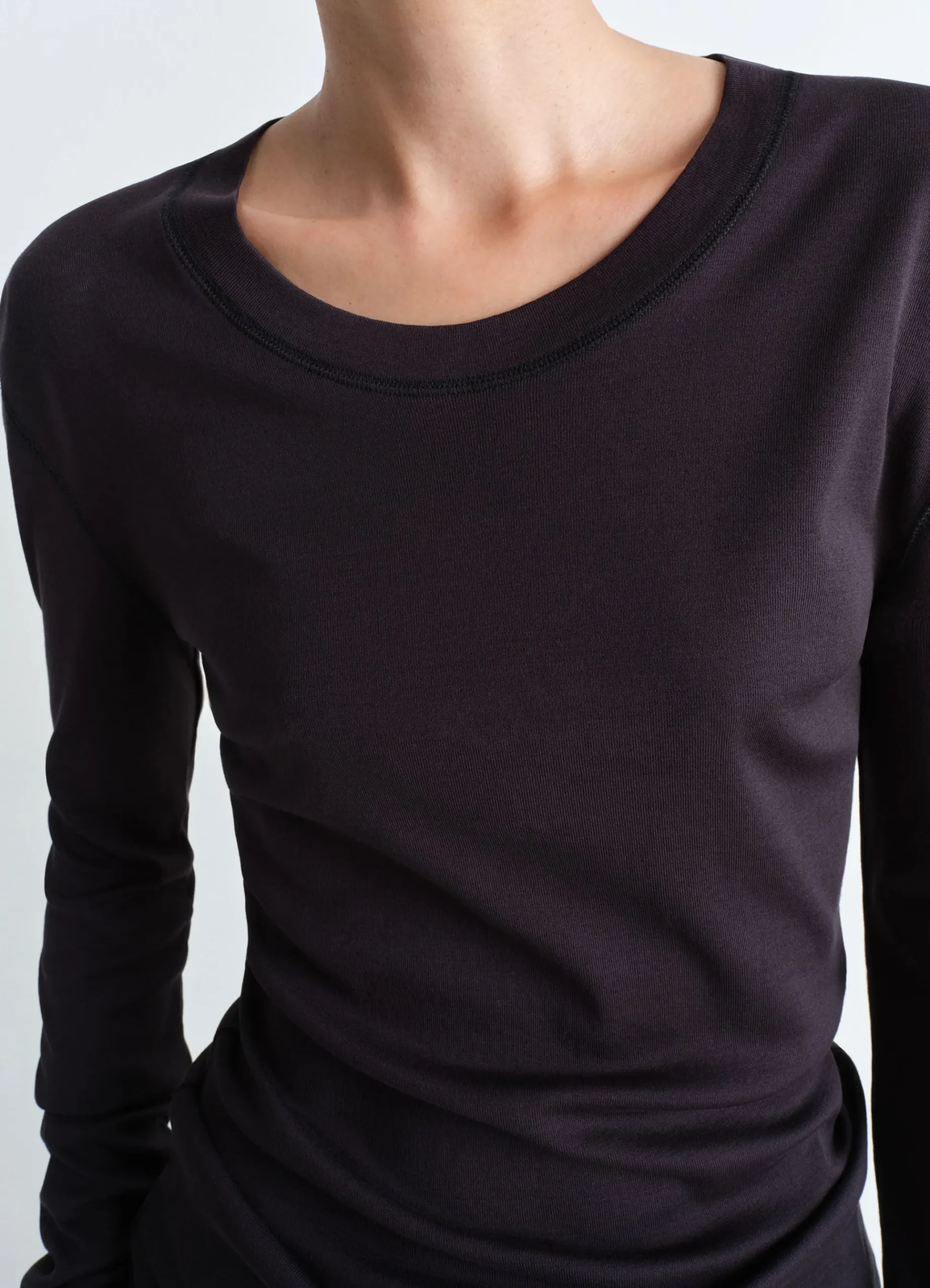 Discount T-SHIRT CÔTELÉ À MANCHES LONGUES Femme Hauts